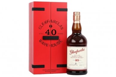 Viskis-Glenfarclas 40YO Highland Single Malt Scotch Whisky 43% 0.7L + GB