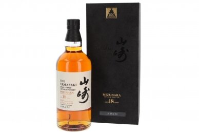 Viskis-Suntory The Yamazaki 18YO 100th Anniversary Single Malt Mizunara Japanese Oak Cask 48% 0.7L + GB