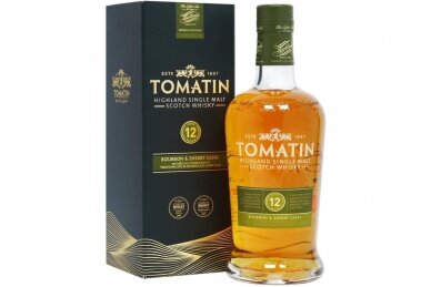 Viskis-Tomatin Bourbon & Sherry Casks 12YO 43% 1L + GB